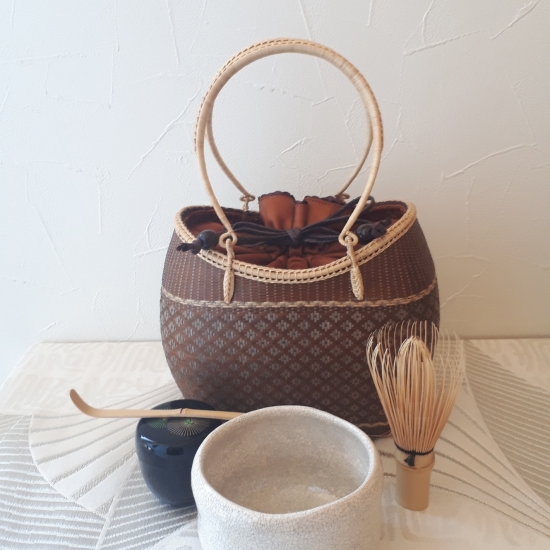 最新 時代極小班竹巾着 編込籠 煎茶道具に 0620M10r※ 木工、竹工芸 