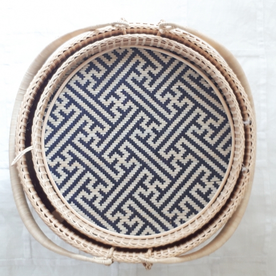 浅茶かご 茶籠 クラッシック沙綾形 ナチュラルネイビー