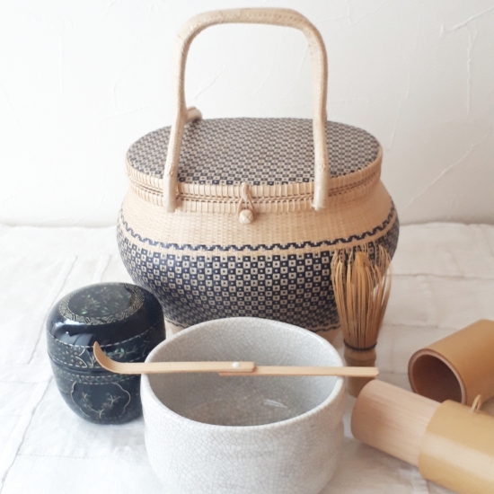 手付き籠 ナチュラルネイビー