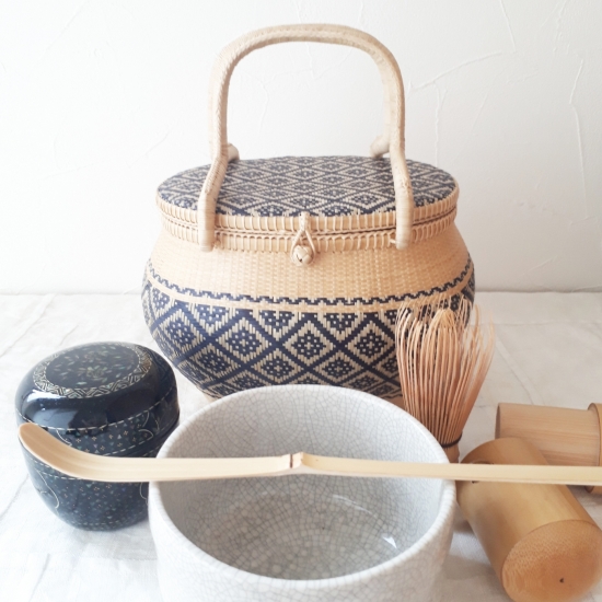 手付籠 ナチュラルネイビー4花菱