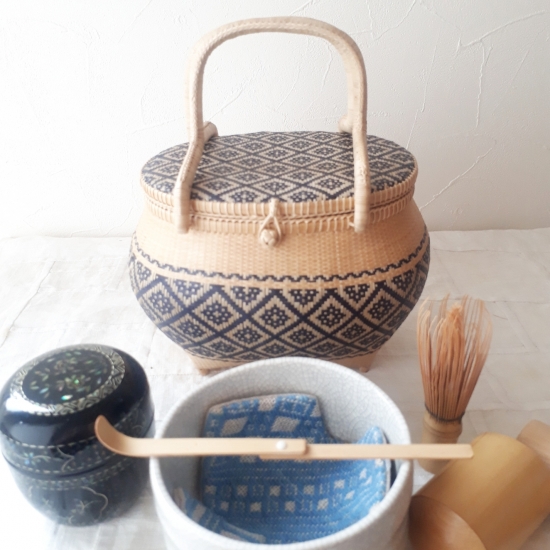 手付籠 ナチュラルネイビー8花菱